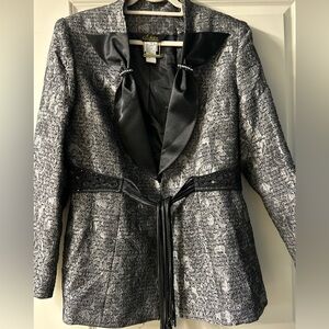 Elite Champagne Women’s Grey Bow Dressy Blazer Sz 12